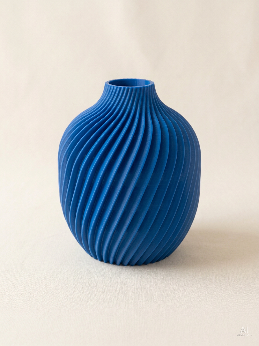 Kivan — Vaso decorativo a spirale stampato in 3D - finitura opaca - Blu