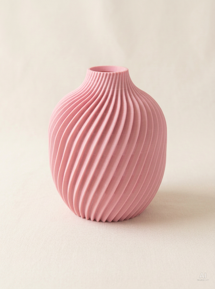 Kivan — Vaso decorativo a spirale stampato in 3D - finitura opaca - Rosa