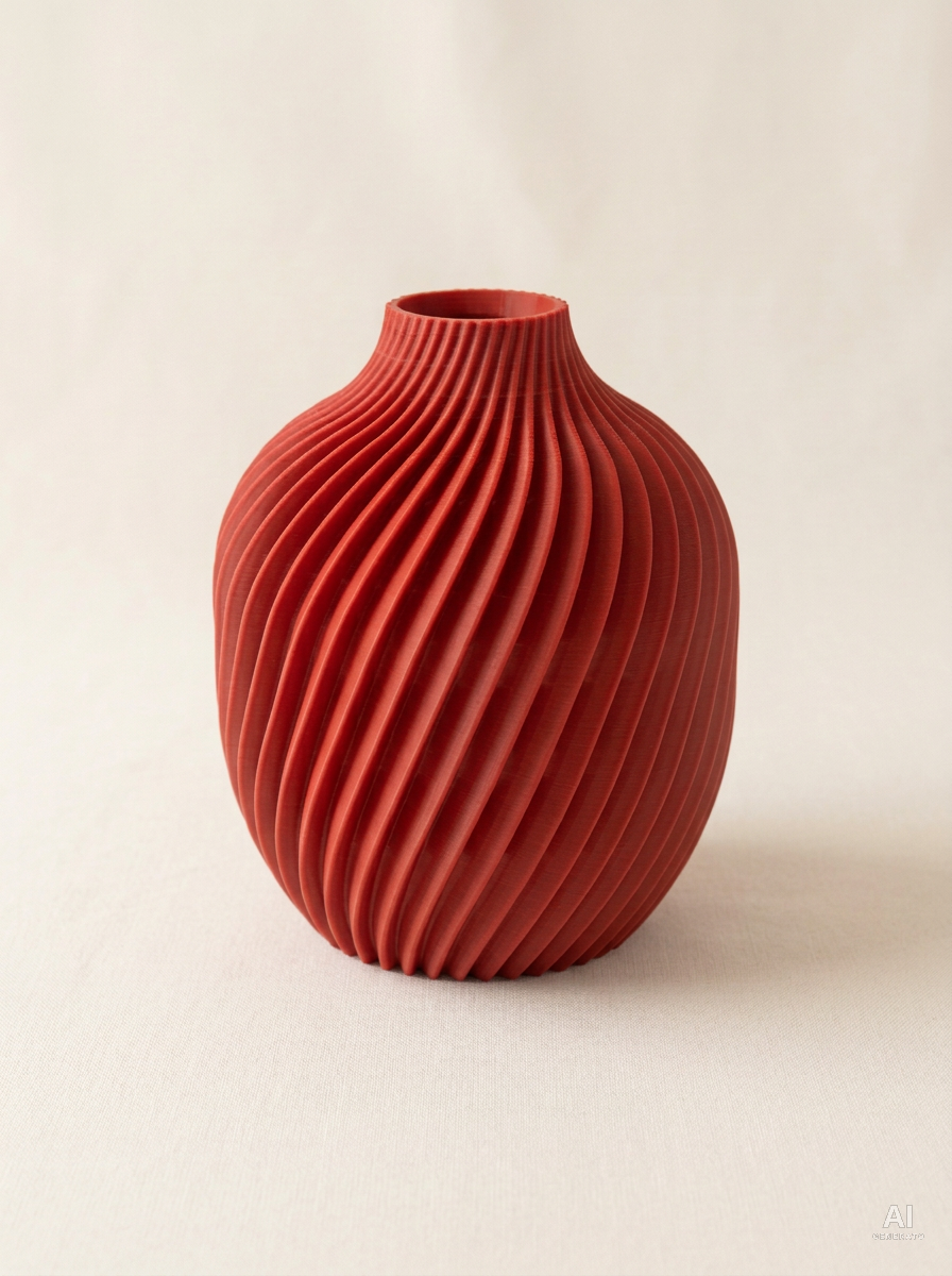 Kivan — Vaso decorativo a spirale stampato in 3D - finitura opaca - Rosso