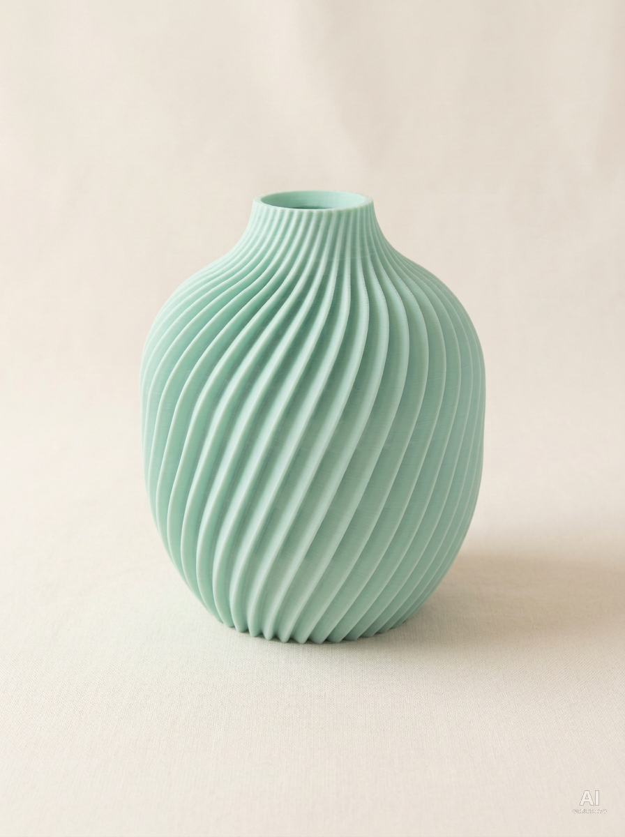Kivan — Vaso decorativo a spirale stampato in 3D - finitura opaca - Verde Pastello