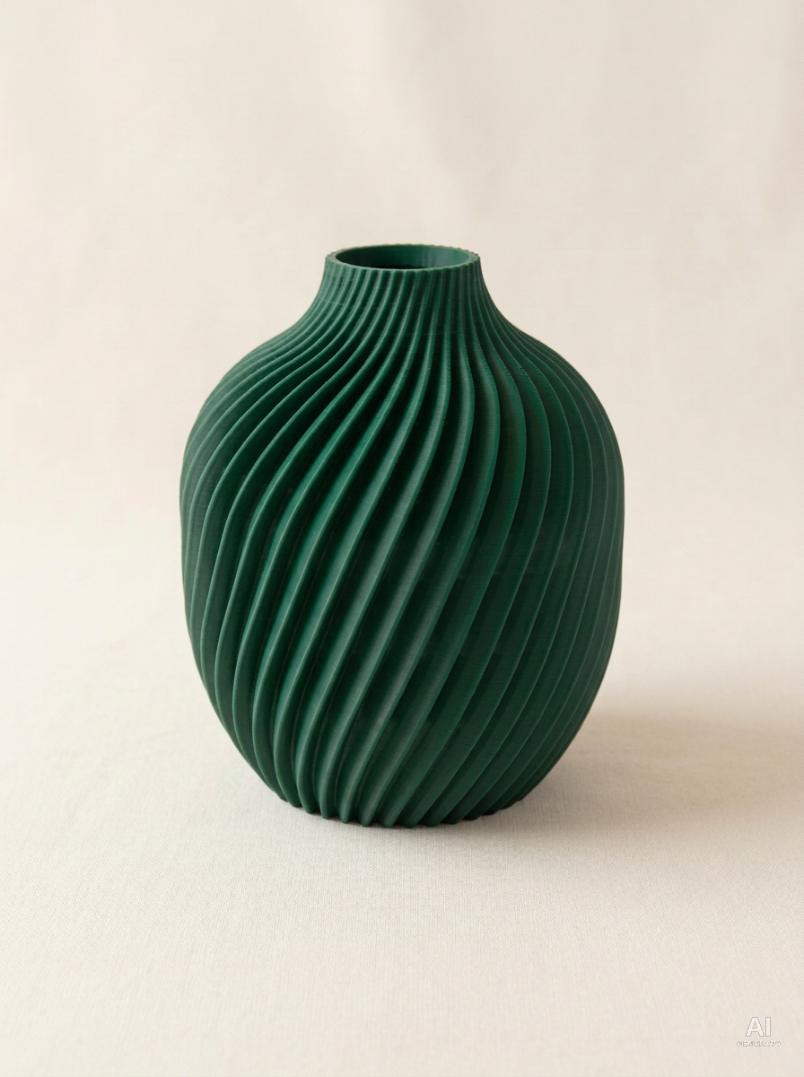 Kivan — Vaso decorativo a spirale stampato in 3D - finitura opaca - Verde Scuro