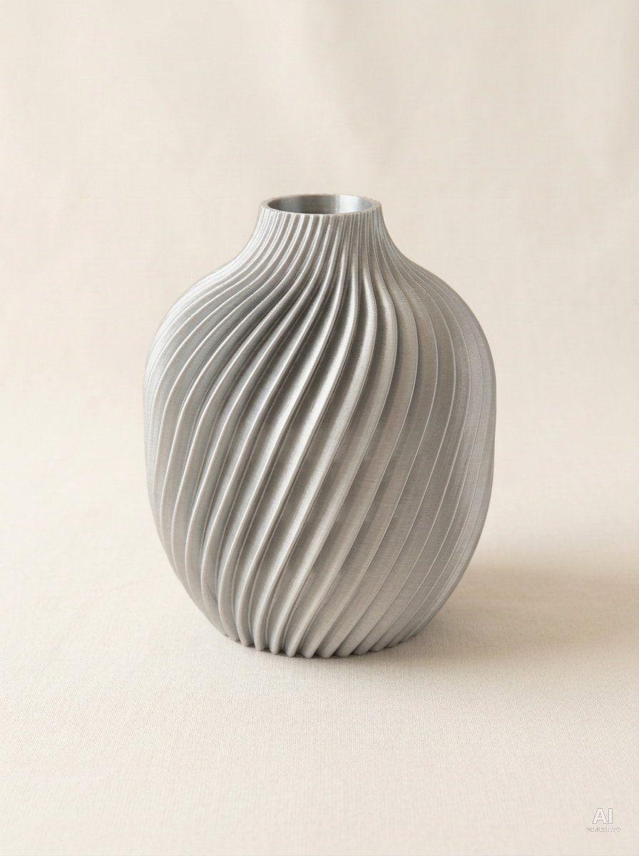 Kivan — Vaso decorativo a spirale stampato in 3D - metallizzato - Argento