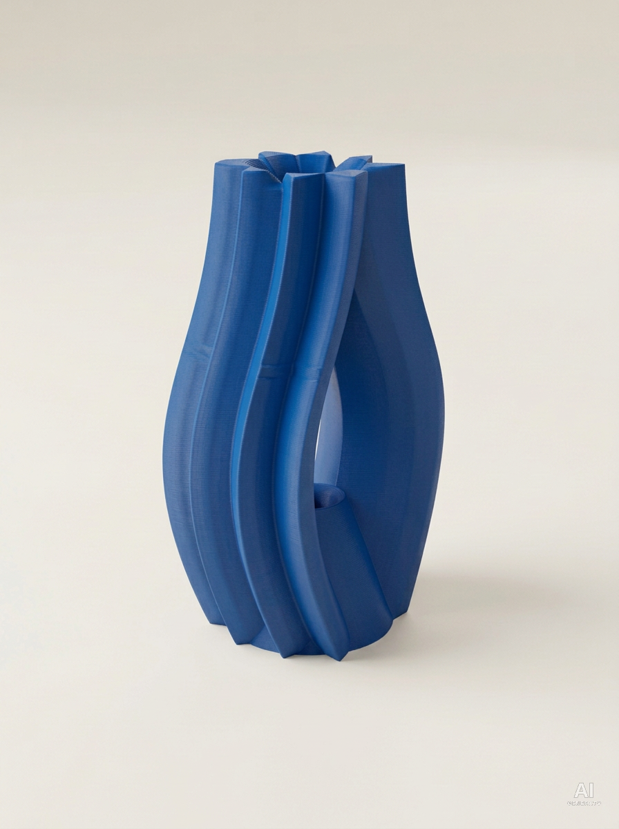 Krono — Vaso decorativo a goccia aperta stampato in 3D - finitura opaca - Blu