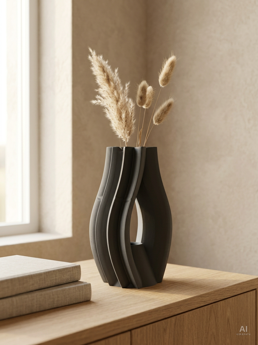 Krono — Vaso decorativo a goccia aperta stampato in 3D — ambientata — vaso design