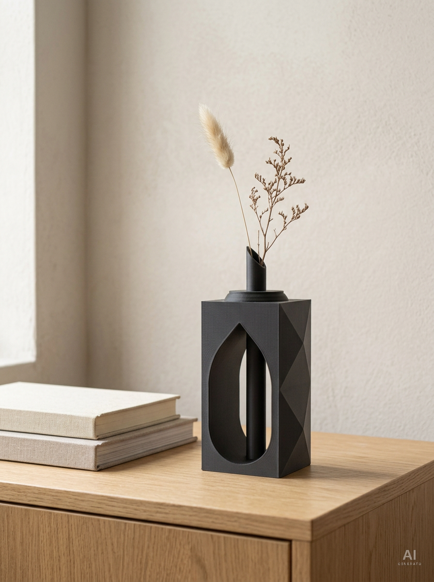 Lati — Vaso Scultoreo per Stelo Singolo stampato in 3D — ambientata — vaso per stelo singolo