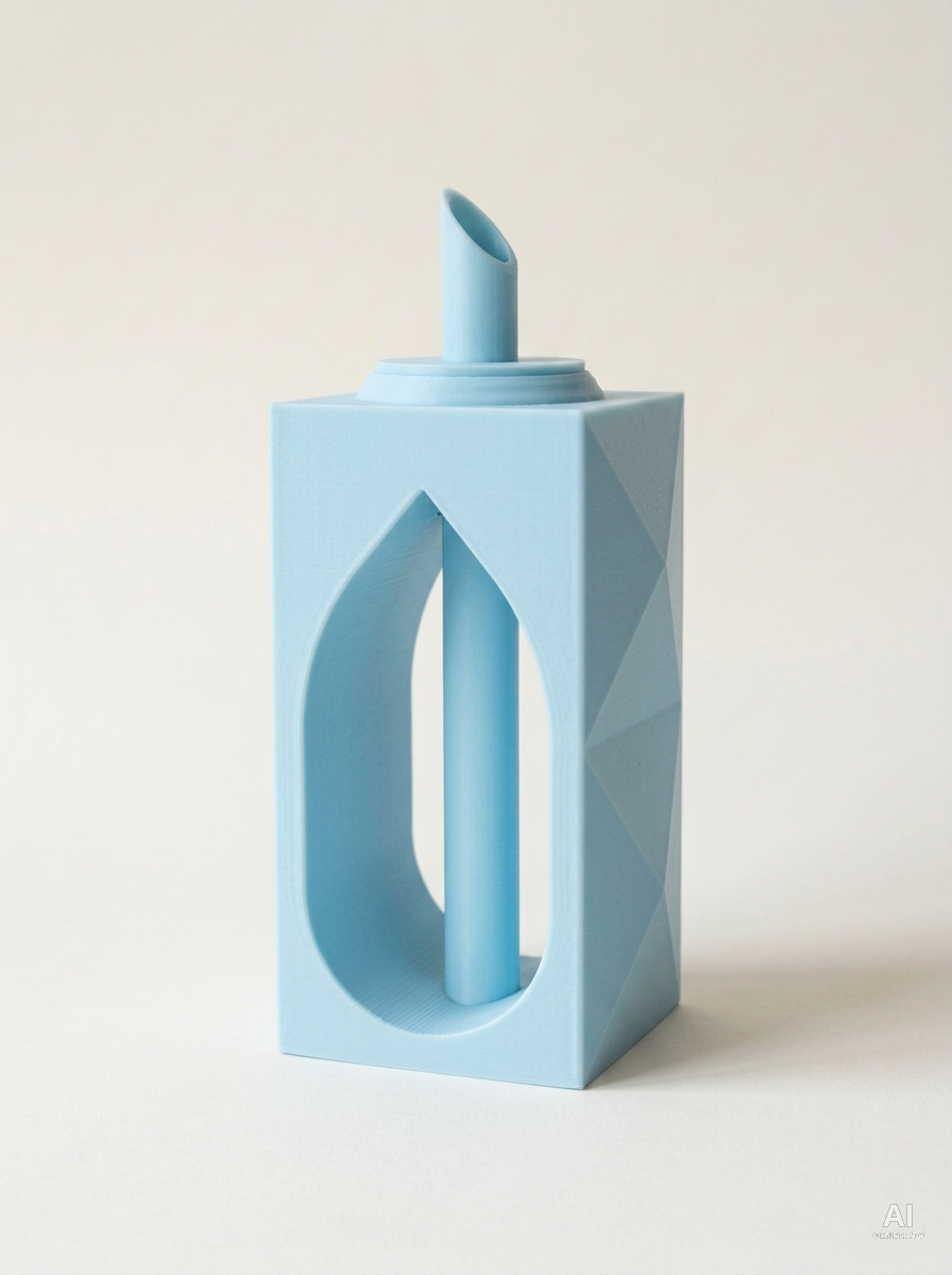 Lati — Vaso Scultoreo per Stelo Singolo stampato in 3D - effetto opaco - Blu Ghiaccio