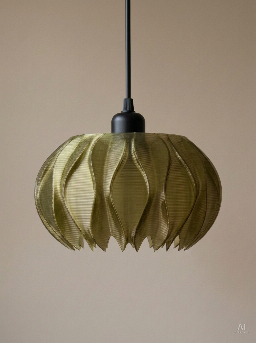 Loto – Lampada paralume – stampata in 3D - trasparente - Verde Oliva Traslucido