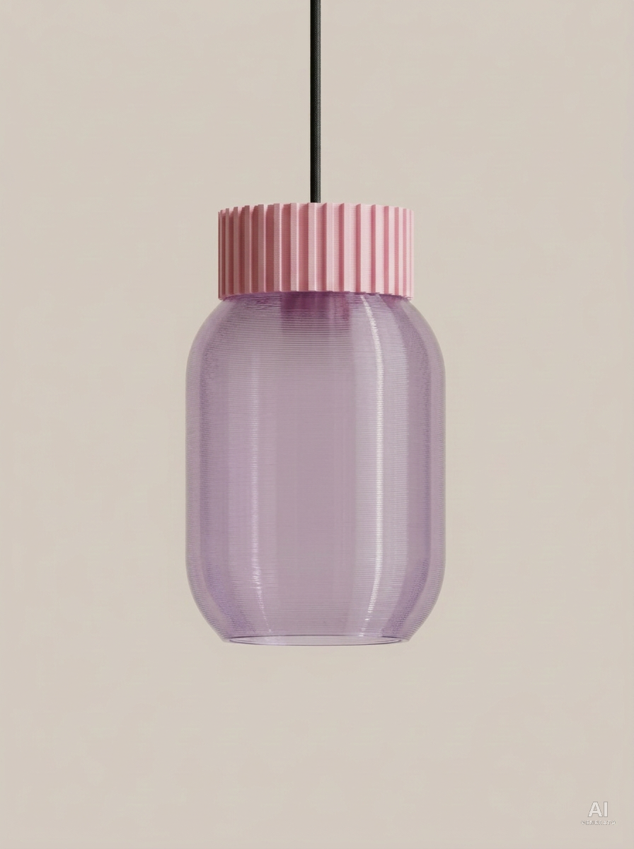 Lumi – Lampada paralume – stampata in 3D - Viola Chiaro Traslucido / Rosa Sakura