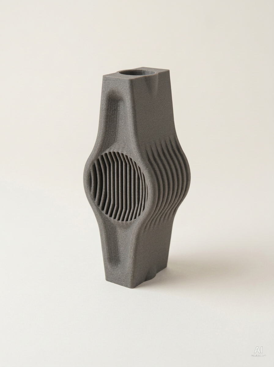Miro — Vaso decorativo a lastra stampato in 3D - in fibra di carbonio - Grigio Lava Carbonio