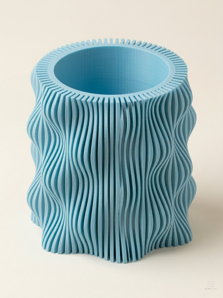 Muxel Portapenne di design stampato in 3D per la scrivania - finitura opaca - Blu Ghiaccio