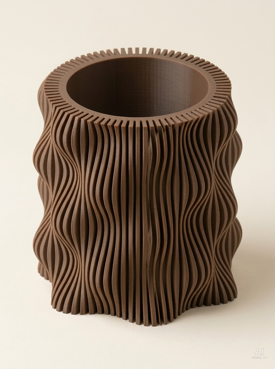 Muxel Portapenne di design stampato in 3D per la scrivania - finitura opaca - Marrone Cioccolato