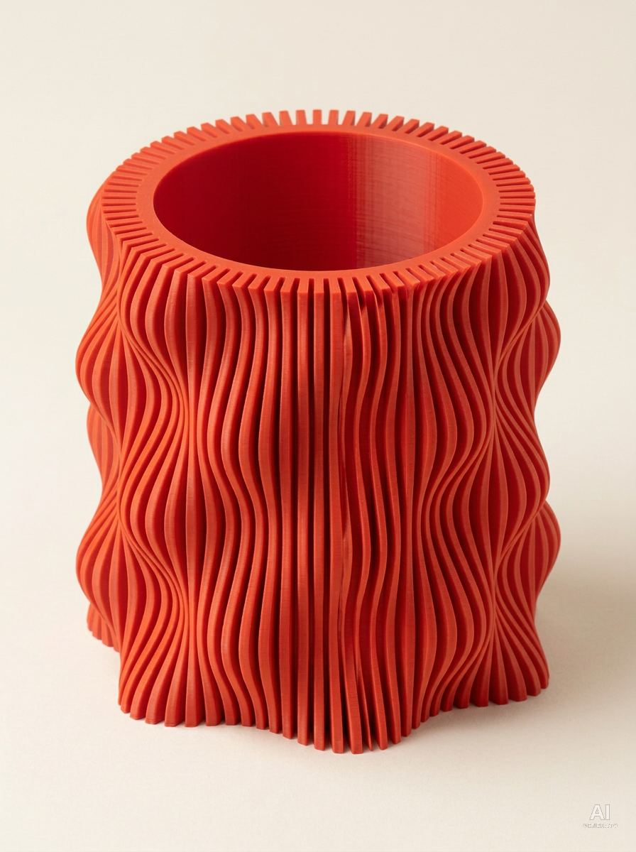Muxel Portapenne di design stampato in 3D per la scrivania - finitura opaca - Rosso