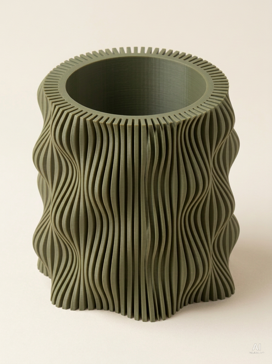 Muxel Portapenne di design stampato in 3D per la scrivania - finitura opaca - Verde Scuro