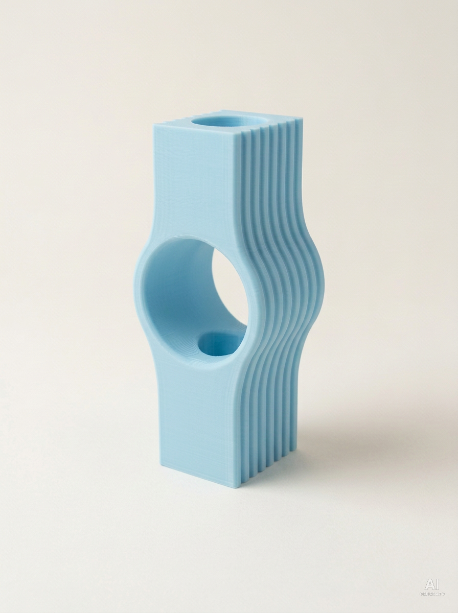 Nallo — Vaso decorativo a lastra forata stampato in 3D - finitura opaca - Blu Ghiaccio