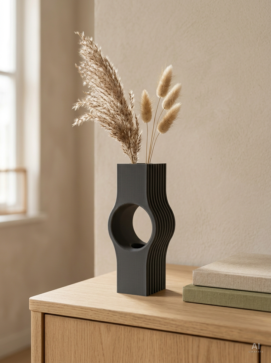 Nallo — Vaso decorativo a lastra forata stampato in 3D — ambientata — vaso design