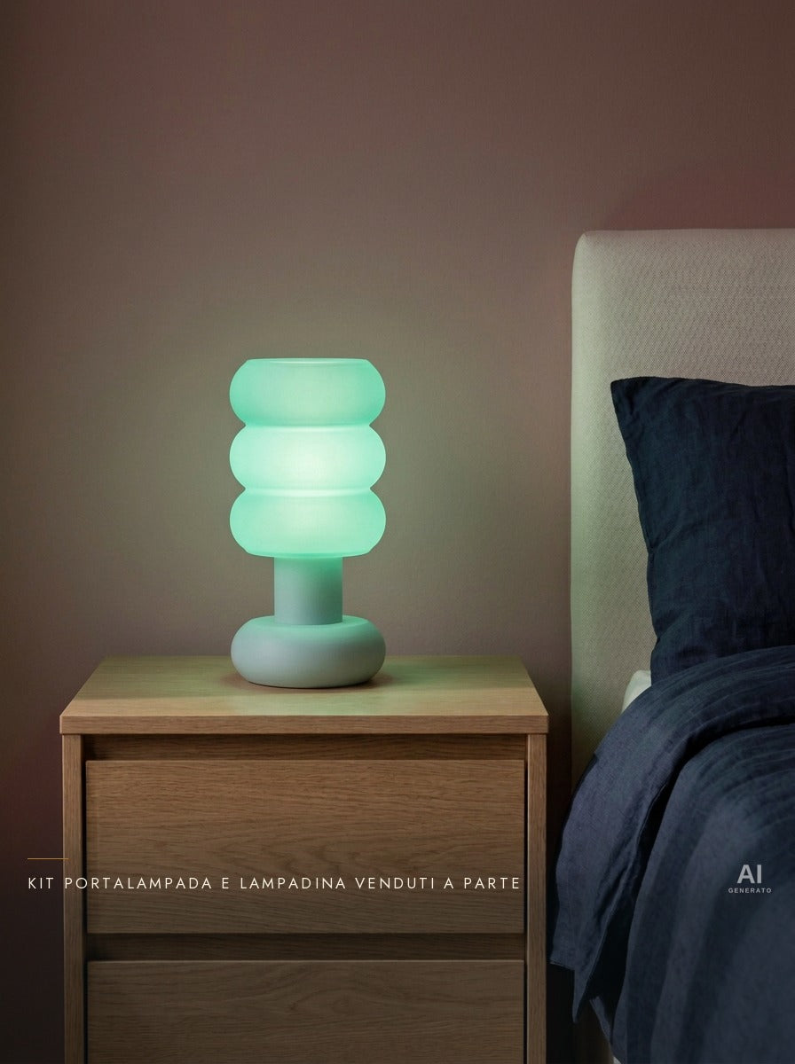 Nuvo – Lampada paralume – stampata in 3D — ambientata sera accesa — paralume stampato in 3D