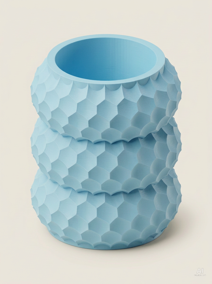 Okos — Portapenne design stampato in 3D per scrivania - finitura opaca - Blu Ghiaccio