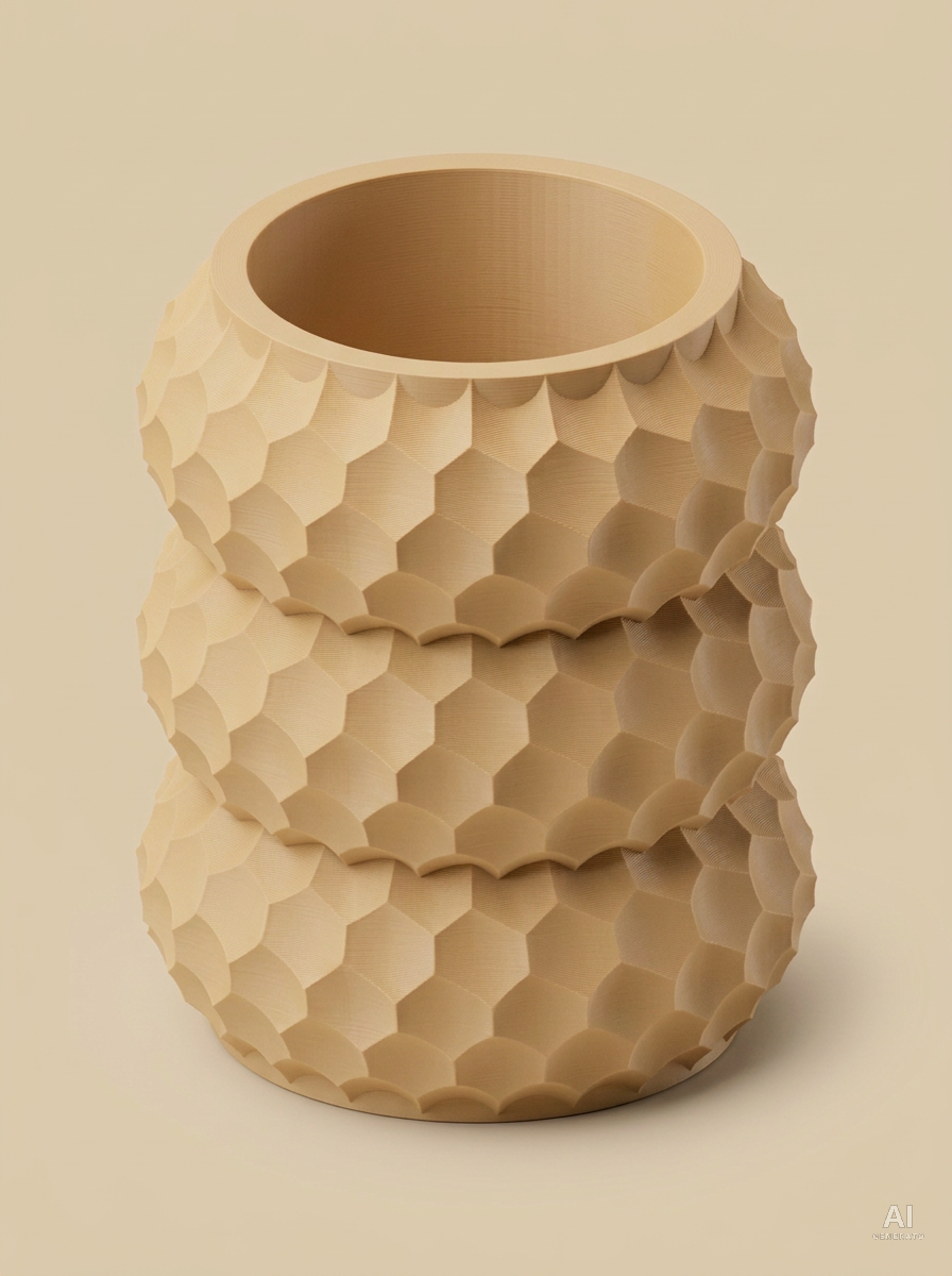 Okos — Portapenne design stampato in 3D per scrivania - finitura opaca - Caramello