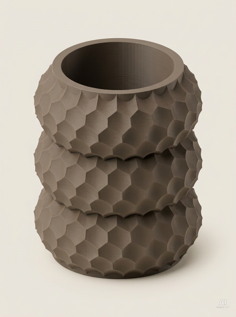 Okos — Portapenne design stampato in 3D per scrivania - finitura opaca - Marrone Cioccolato