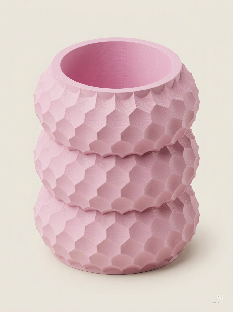 Okos — Portapenne design stampato in 3D per scrivania - finitura opaca - Rosa Sakura