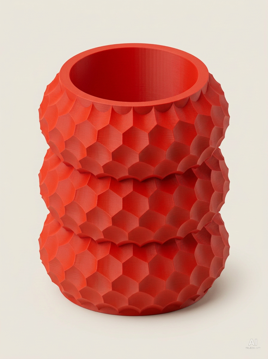 Okos — Portapenne design stampato in 3D per scrivania - finitura opaca - Rosso