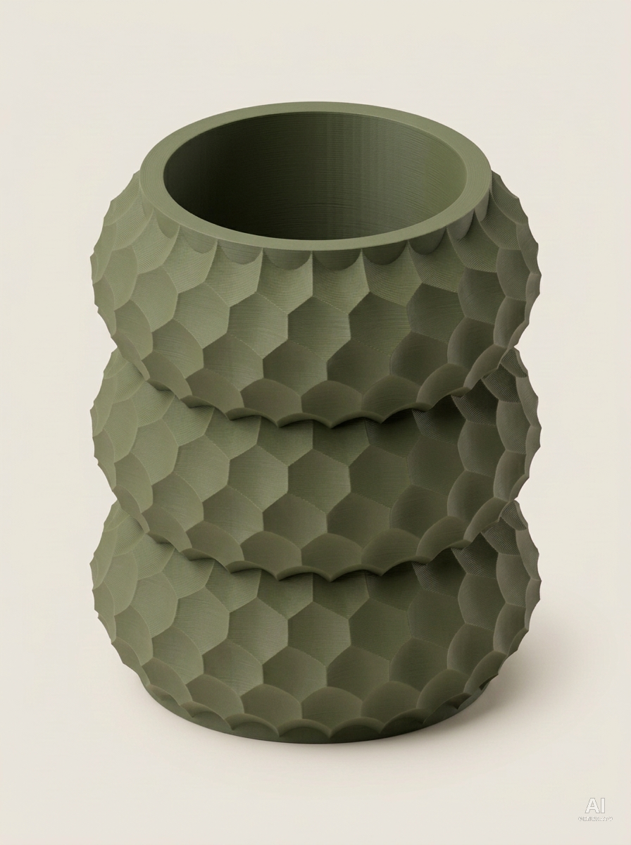 Okos — Portapenne design stampato in 3D per scrivania - finitura opaca - Verde Scuro