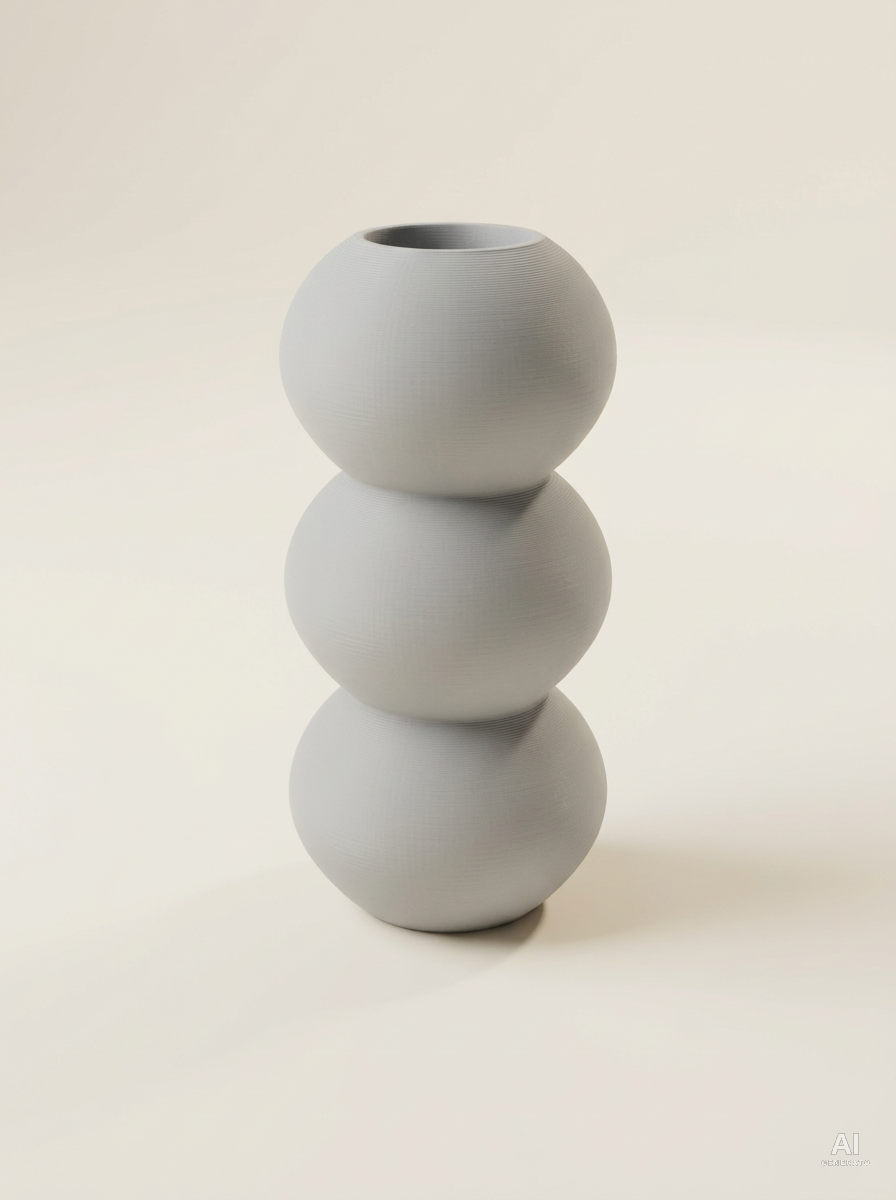 Orbos — Vaso decorativo a tre sfere stampato in 3D - effetto liscio - Grigio Chiaro
