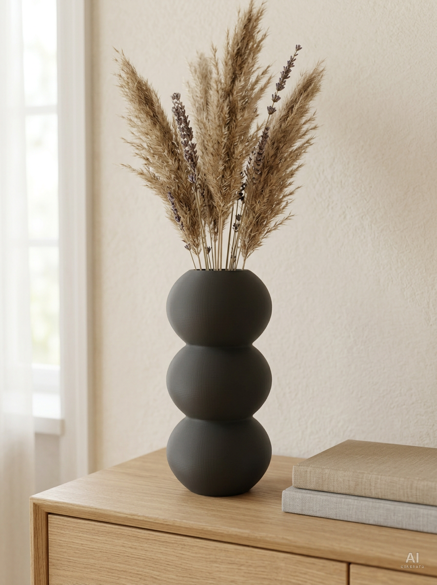Orbos — Vaso decorativo a tre sfere stampato in 3D — ambientata — vaso design