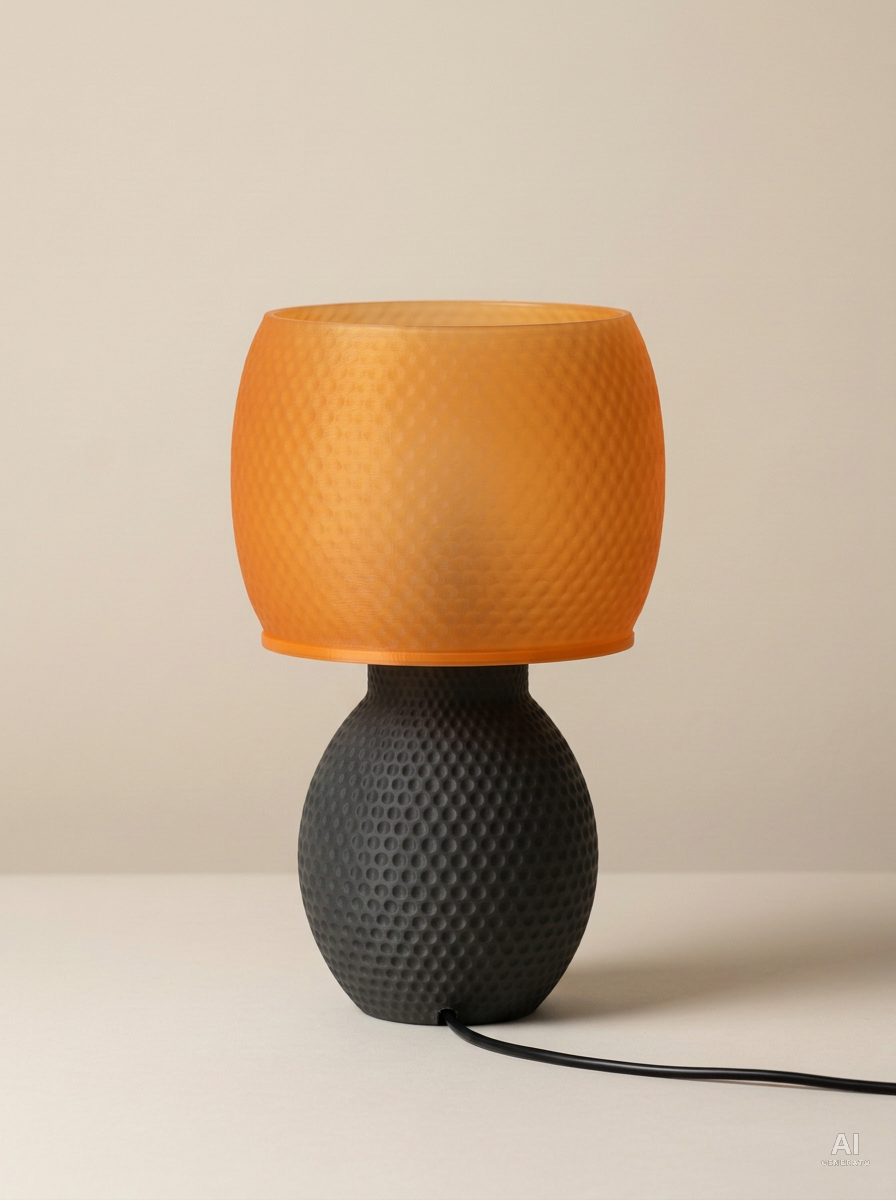 Oso – Lampada paralume – stampata in 3D - Arancione Traslucido / Carbone