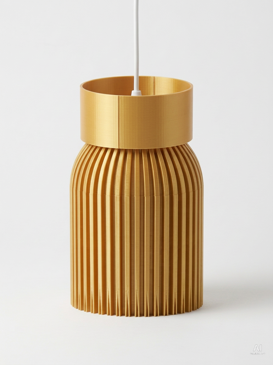 Pendant 007 – Paralume a sospensione con costolature verticali - effetto seta - Oro Silk