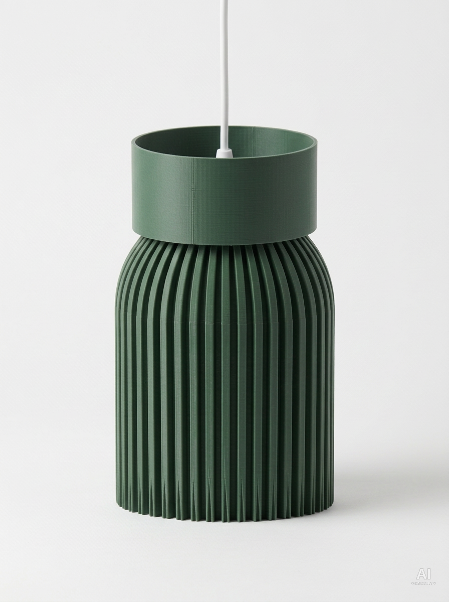 Pendant 007 – Paralume a sospensione con costolature verticali - finitura opaca - Verde Scuro