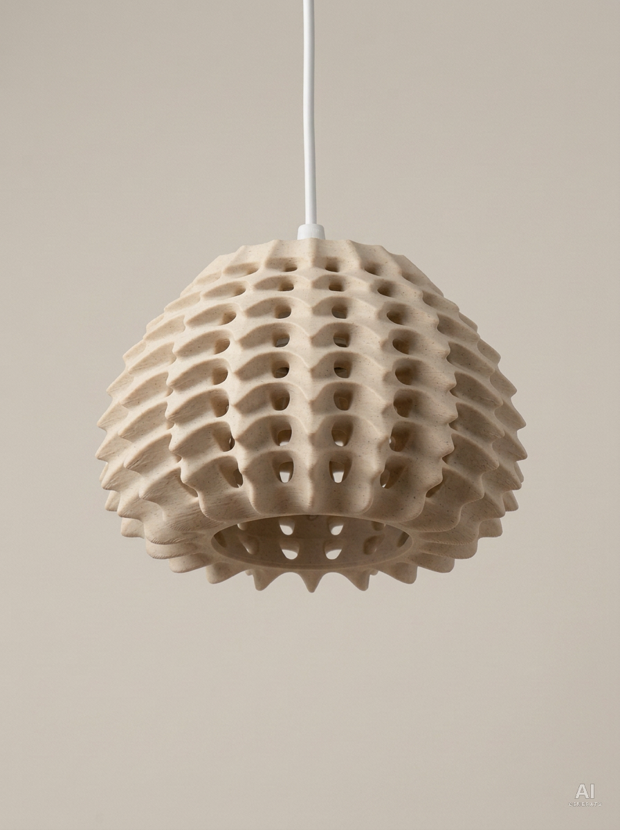 Pendant 010 – Paralume a lamelle a sospensione - effetto legno - Legno Rovere