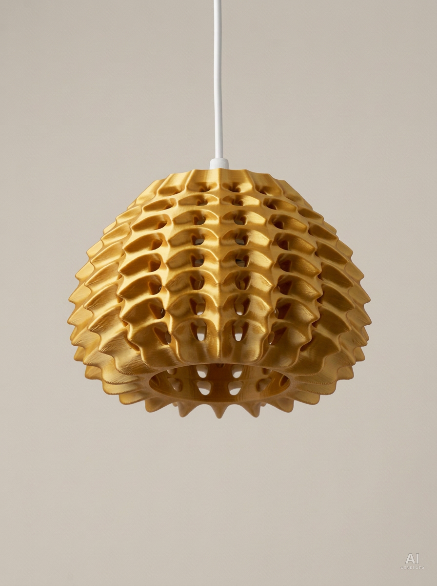 Pendant 010 – Paralume a lamelle a sospensione - effetto seta - Oro Silk