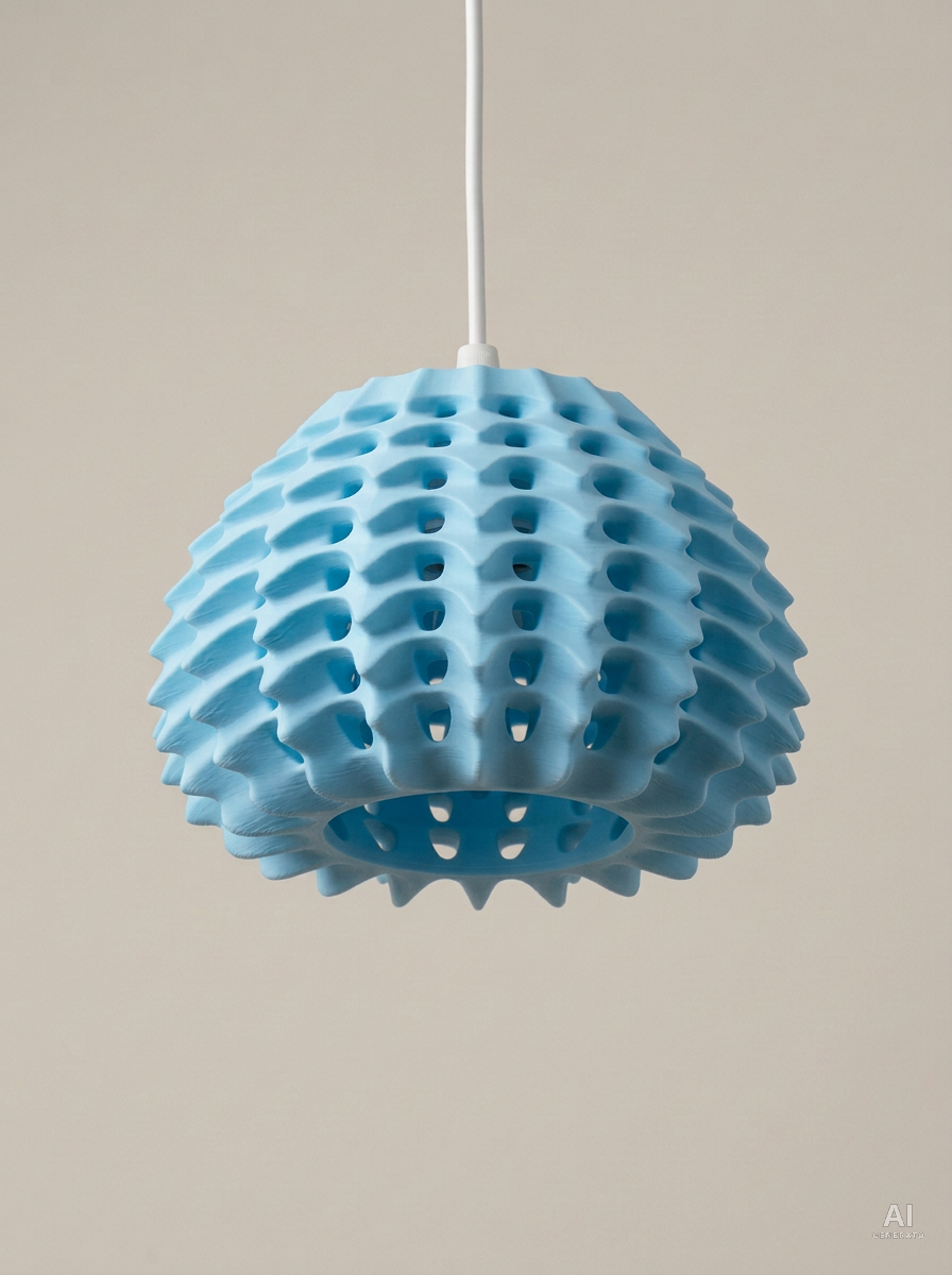 Pendant 010 – Paralume a lamelle a sospensione - finitura opaca - Blu Ghiaccio
