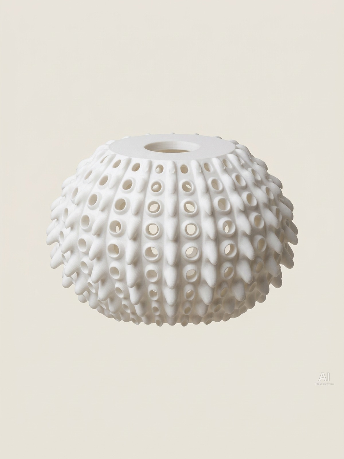 Pendant 014 – Paralume a rilievi traforato – Bianco in PLA+ opaco
