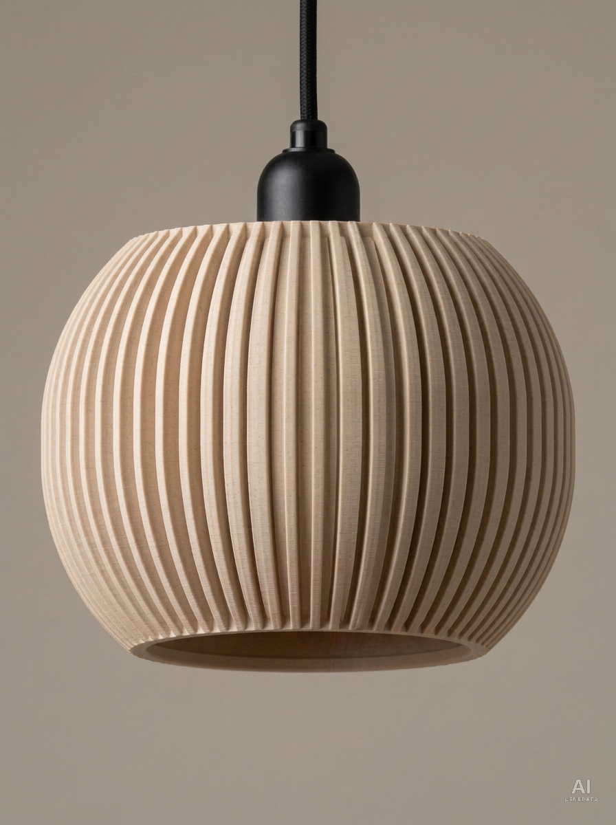Pendant001 – Paralume costolato a sospensione - effetto legno - Legno Rovere