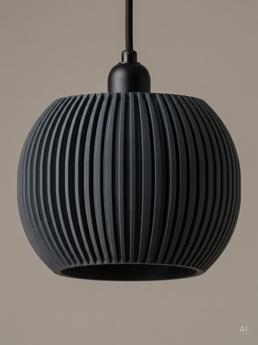 Pendant001 – Paralume costolato a sospensione - finitura opaca - Carbone