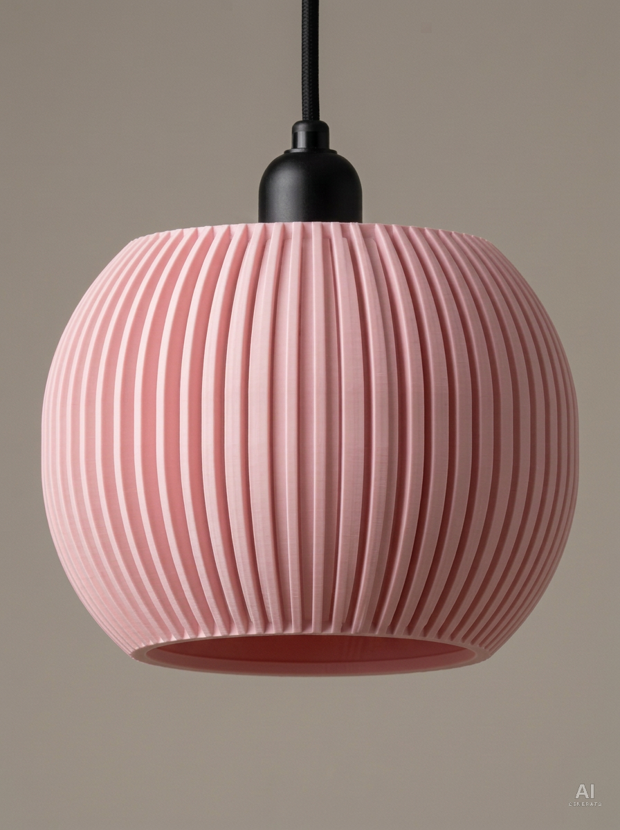 Pendant001 – Paralume costolato a sospensione - finitura opaca - Rosa Sakura
