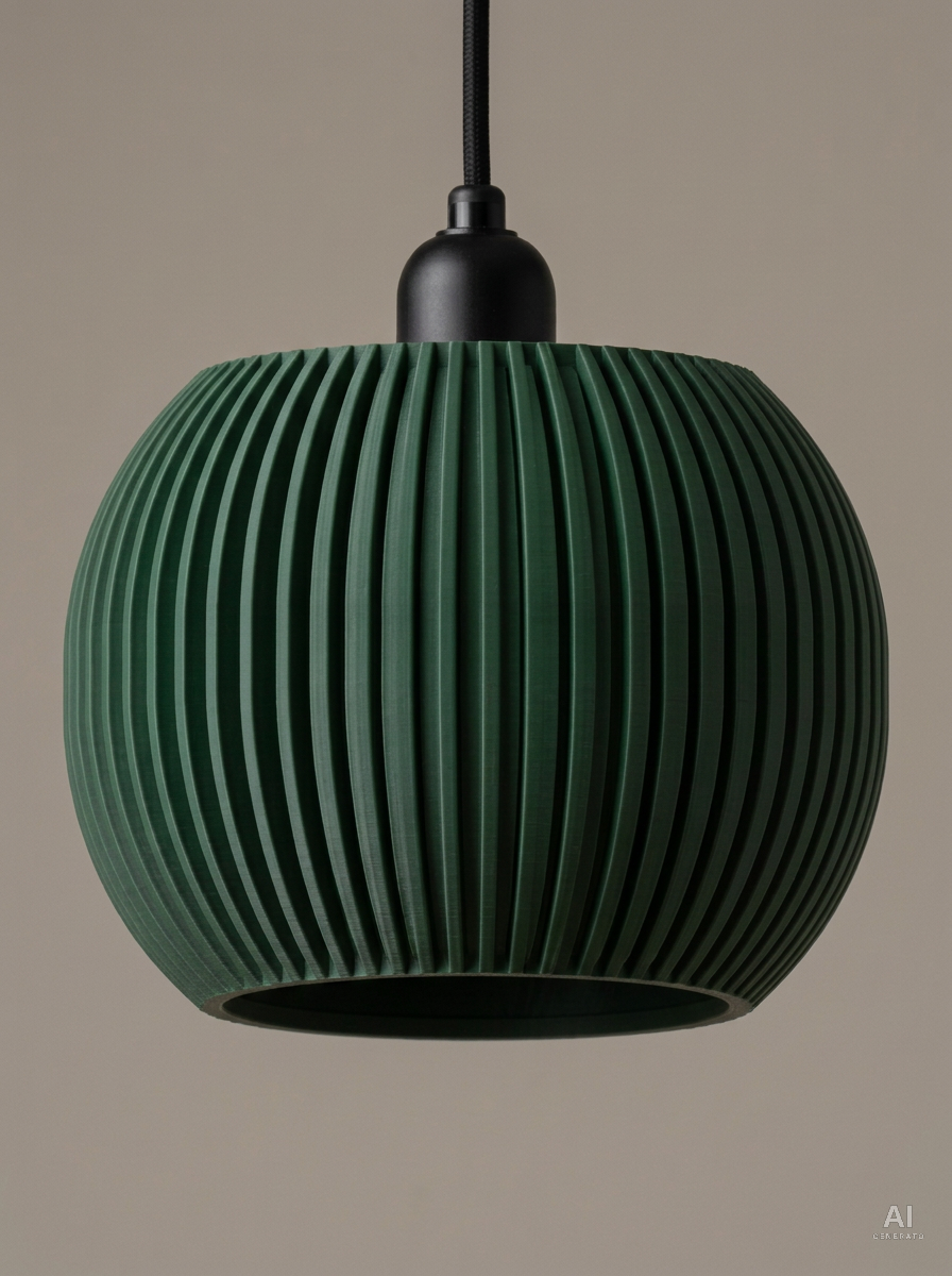 Pendant001 – Paralume costolato a sospensione - finitura opaca - Verde Scuro