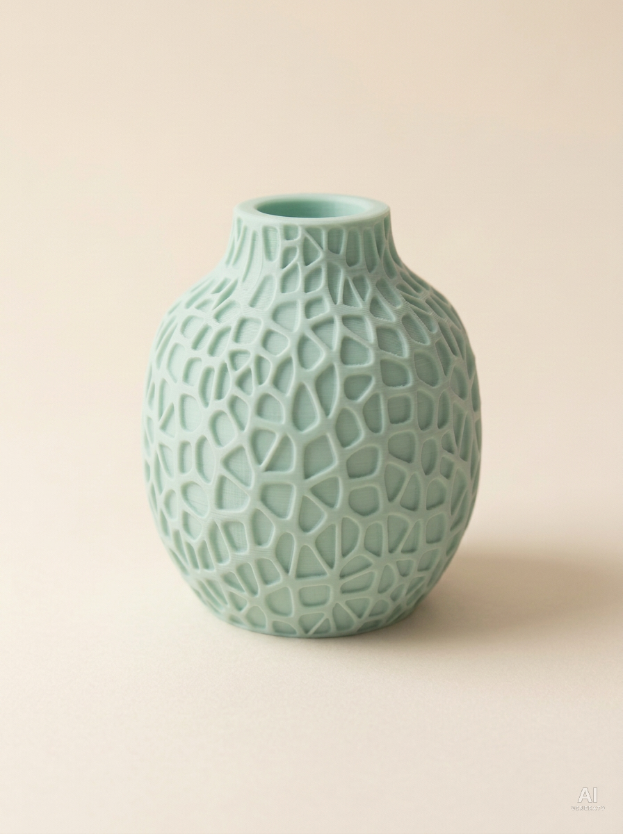Pulp — Vaso decorativo a celle in rilievo stampato in 3D - finitura opaca - Verde Pastello
