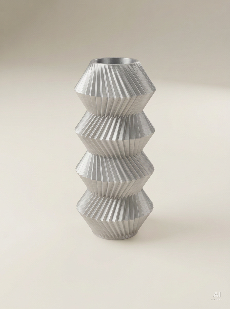 Quelo — Vaso decorativo a coni plissettati stampato in 3D - metallizzato - Argento