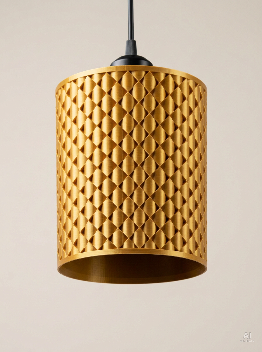 Rombo — Paralume a sospensione - effetto seta - Oro Silk
