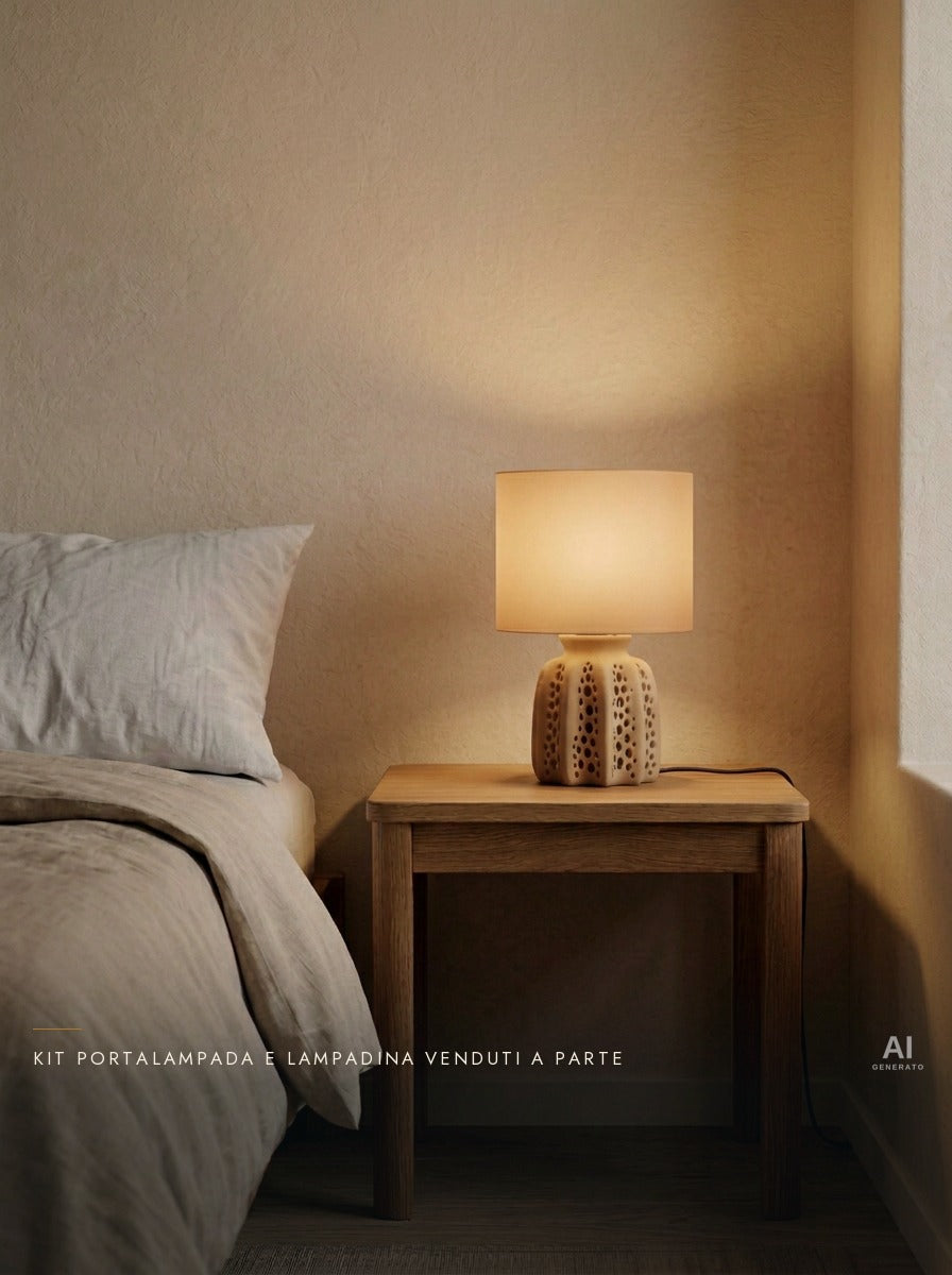 Seafront – Lampada paralume – stampata in 3D — ambientata sera accesa — paralume stampato in 3D