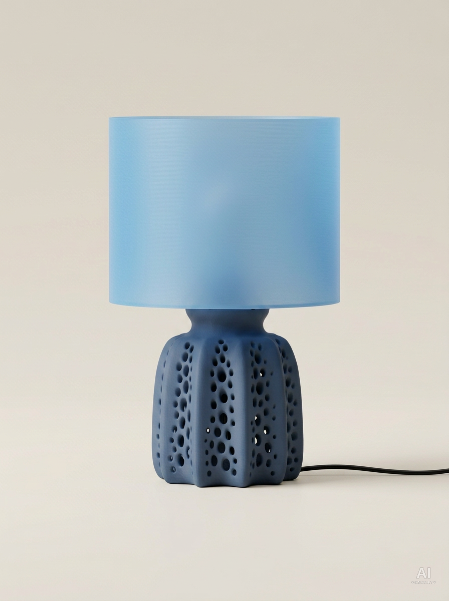 Seafront – Lampada paralume – stampata in 3D - Blu Traslucido / Blu Scuro