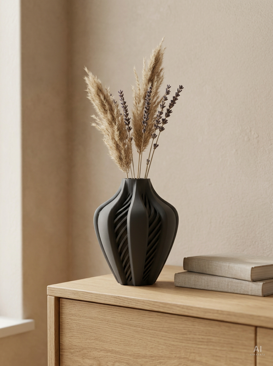 Selva — Vaso decorativo a coste stampato in 3D — ambientata — vaso design