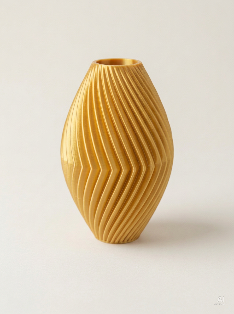 Soko — Vaso decorativo a spina di pesce stampato in 3D - effetto seta - Oro Silk