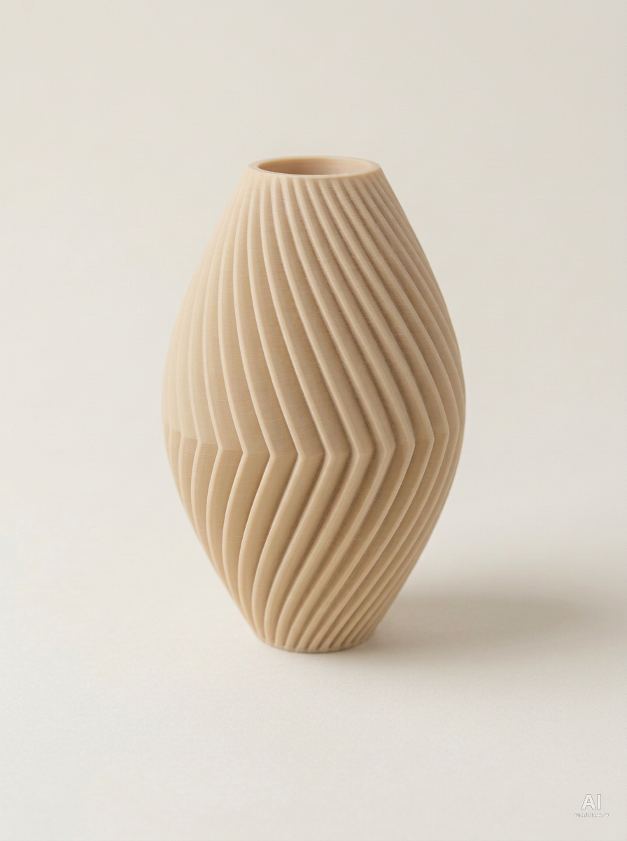 Soko — Vaso decorativo a spina di pesce stampato in 3D - finitura opaca - Caramello