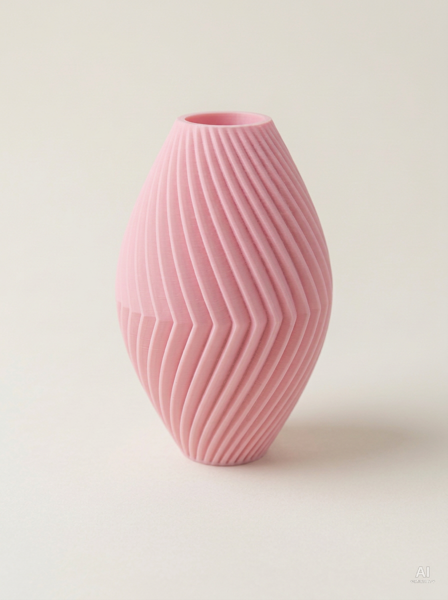 Soko — Vaso decorativo a spina di pesce stampato in 3D - finitura opaca - Rosa