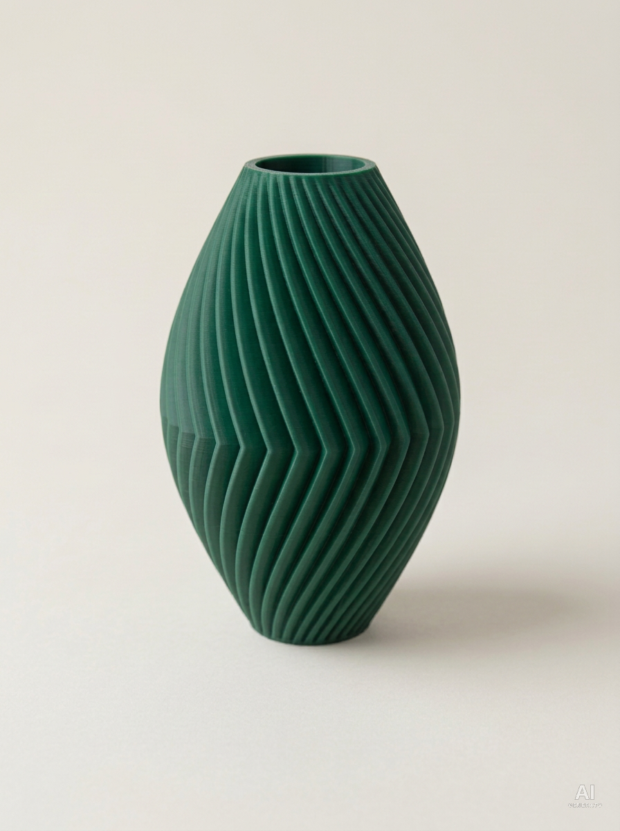 Soko — Vaso decorativo a spina di pesce stampato in 3D - finitura opaca - Verde Scuro
