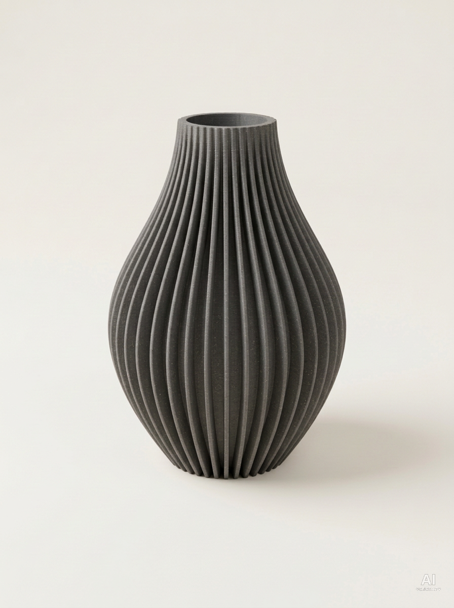 Stilla — Vaso decorativo a goccia stampato in 3D - effetto fibra_di_carbonio - Grigio Lava Carbonio